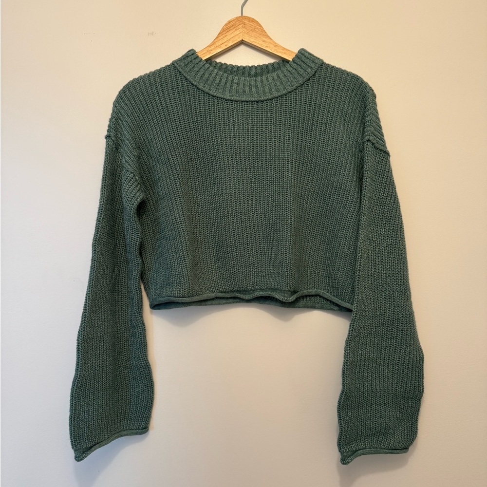 Wild Fable Teal Bell Sleeve Knit Sweater